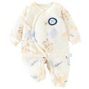 婴儿连体衣保暖春秋冬装夹棉新生儿衣服宝宝外出哈衣加厚套装冬季