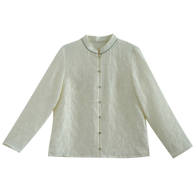 中式直门襟立领长袖直身型衬衫