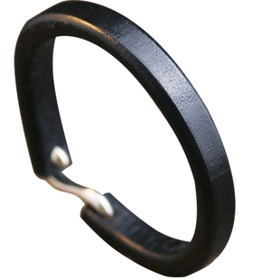 手工制作 高桥风格进口枥木 鞍革植鞣革925纯银钩黑色皮手环