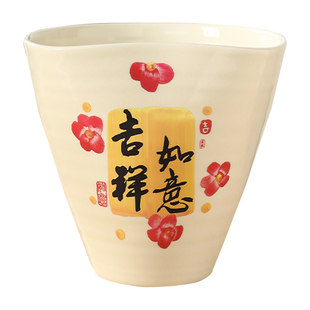 中式简约陶瓷花盆奶油风喜庆家用桌面装饰冬青红果蝴蝶兰花绿植盆