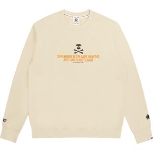 Aape旗舰店男装秋冬X-BONE字母印花长款厚版保暖加绒卫衣3807XXH