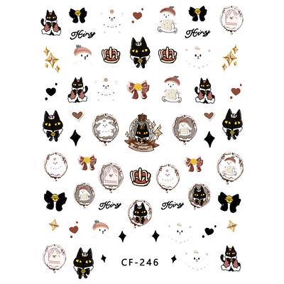 轻奢美甲贴纸爱丽丝梦游仙境兔兔贵族小猫复古洛克兔子卡通指甲贴