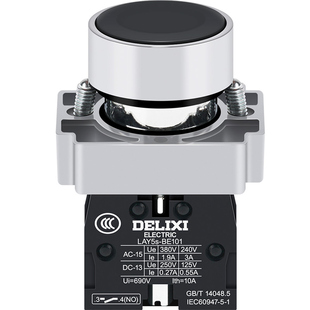 德力西按钮开关自复位锁点动开关LAY5SBA31 绿色常开控制22mm常闭