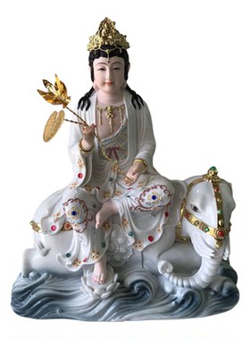 坐骑文殊普贤菩萨神像文殊菩萨普贤菩萨华严三圣像体真身摆件