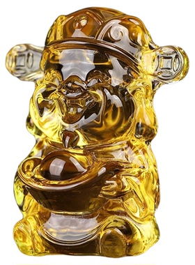 黄水晶琉璃小财神聚宝盆摆件五路财神水晶球开业礼品财神爷献宝