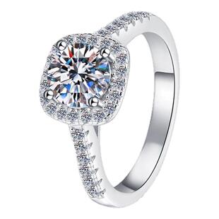 小方糖莫桑钻戒s925银胖东来同款小方糖银饰高仿钻节日礼物礼品