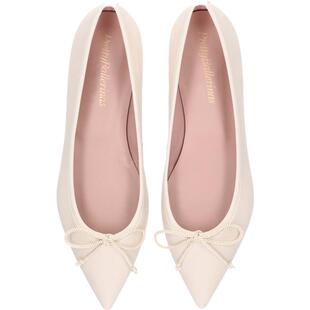 Pretty Ballerinas西班牙尖头米白色乐福鞋羊皮浅口平底鞋单鞋女