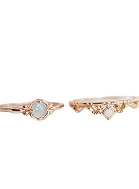 S925银戒指蓝欧泊石套戒