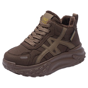 老爹鞋女2025冬季新款加厚加绒保暖棉鞋百搭厚底复古高帮休闲女鞋