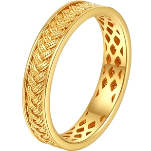 潮宏基穗穗年年黄金戒指足金戒圈对戒手饰花丝结婚三金情侣纪念
