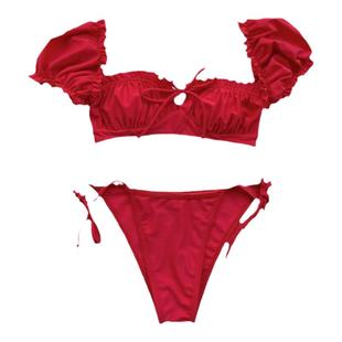 【AYSTUDIO】欧美风超性感泳衣女沙滩比基尼红色聚拢温泉度假纯欲