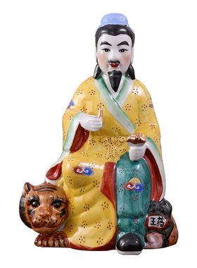 陶瓷古彩关公关羽武财神关二爷佛像家居店铺风水摆件