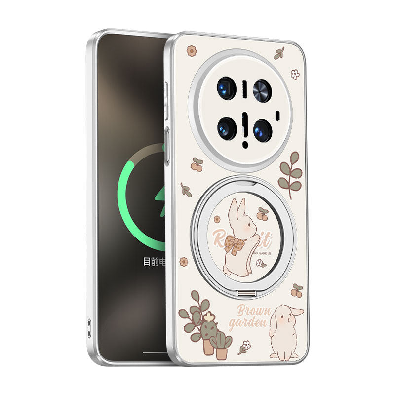 维泡适用华为mate70pro手机壳官方新款旋转支架磁吸Mata70磨砂超薄卡通兔子防摔mt70por高级感全包镜头保护