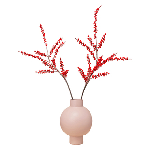 逅里hollihom 南法冬青 新中式仿真花红果客厅玄关装饰 橱窗道具