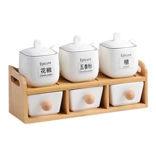 迈卡伦 创意家用双层调味罐子北欧简约调料盒套装陶瓷盐罐味精瓶