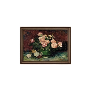 莫奈名画餐厅装饰画美式挂画客厅墙面壁画复古手绘梵高油画高级感