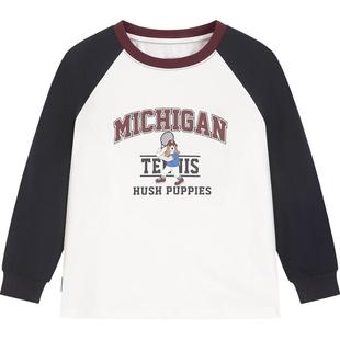 暇步士童装儿童t恤衫春秋新品女童学院风T恤男大童休闲宝宝圆领衫