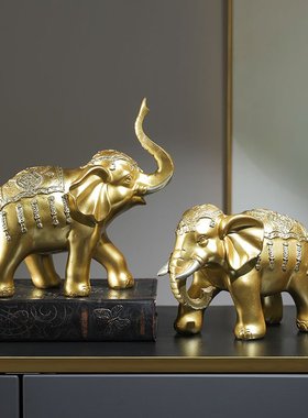 新中式大象摆件工艺品吉象如意客厅茶室办公室酒柜办公桌装饰品