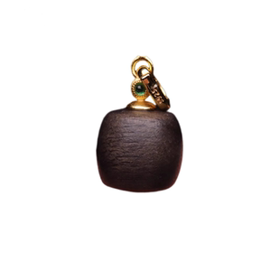 原创S925银镀金天然沉香木镶嵌吊坠散珠桶珠散珠DIY配饰配件配珠