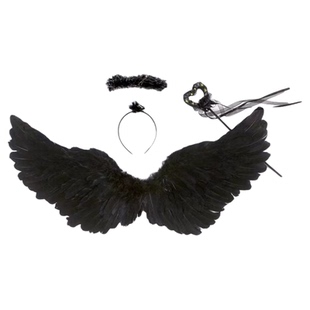 万圣节头饰天使恶魔光环发箍白黑色羽毛cos服道具拍照超仙发饰女