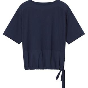 AIGLE艾高夏秋季女士UPF50+防紫外线DFT速干短袖吸湿T恤蓝色上衣