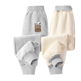 史努比男童加厚绒裤子2026新款冬装儿童一体绒卫裤男孩冬季运动裤