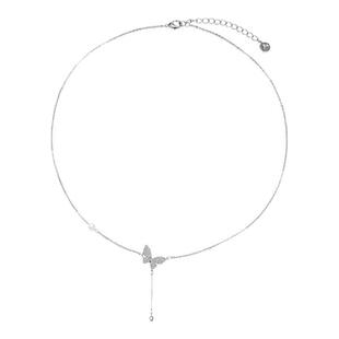 【蜜桃茶】一眼沦陷 蝴蝶吊坠锁骨链女款925纯银轻奢小众项链配饰