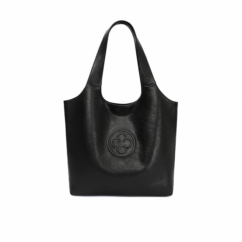 CASSILE卡思乐托特包2025新款植鞣软羊皮大容量单肩包黑色马甲包