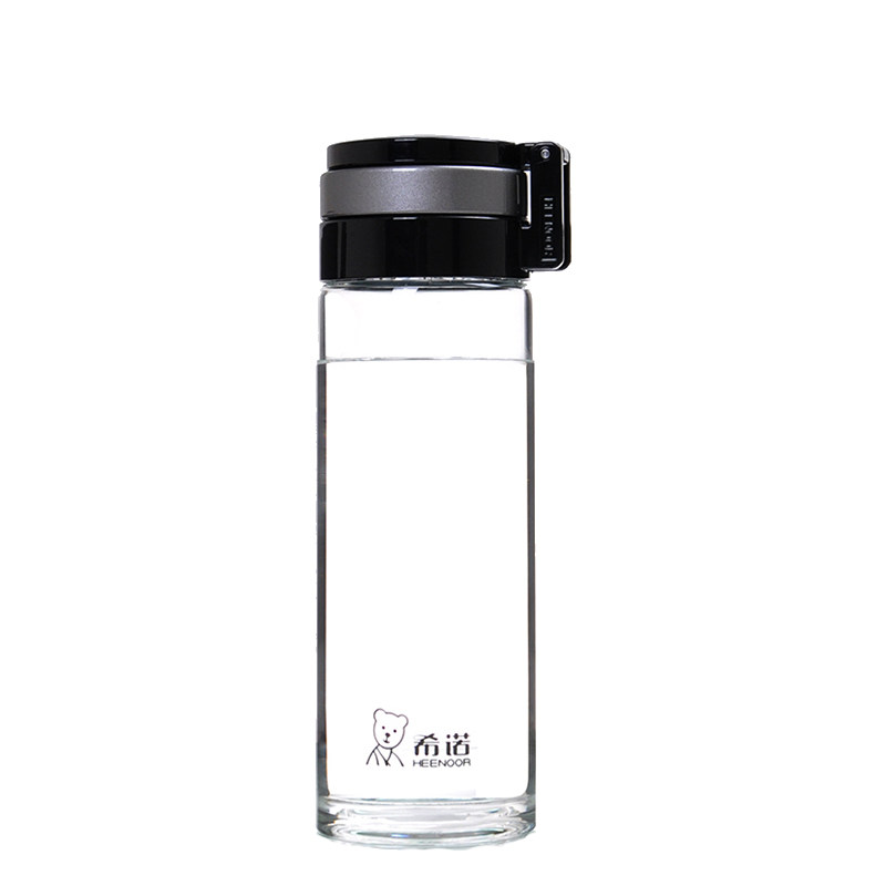 希诺玻璃杯大容量水杯单层加厚透明杯子便携茶杯过滤随手车载6076