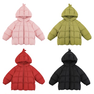 幼悠女童羽绒服冬季保暖女孩纯色连帽面包服2025新款95白鸭绒外套