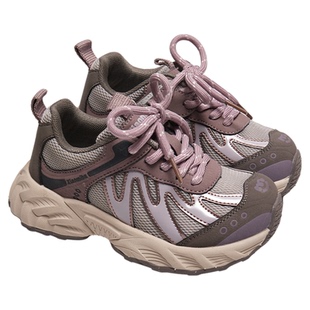 小米步女童运动鞋2025秋冬新款加绒儿童老爹鞋皮面软底男童跑步鞋