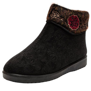 颐福元老北京布鞋加绒老人棉鞋冬软底中老年厚底防滑保暖妈妈鞋女