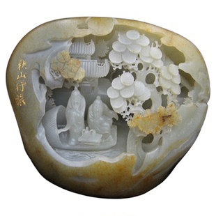 扬州玉雕山子雕山籽玉器和田玉独籽料大摆件白玉手工大师精品神绚