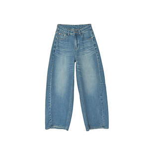 yi键修腿！~遮胯显瘦弯刀牛仔裤女2026新款春复古高腰宽松长裤子