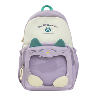 女童书包四至六年级ins小众粉色可爱猫咪背包小学生女孩双肩痛包