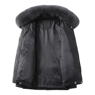 皮羽绒服女短款黑色韩版宽松狐狸毛领2025年新款白鸭绒真皮女外套