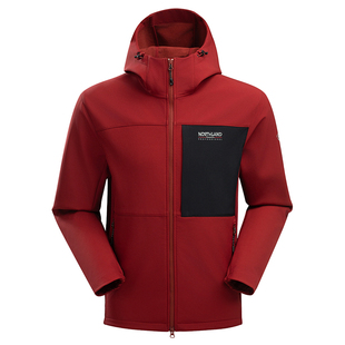 诺诗兰白桦林软壳衣男士新款防风防泼水透气连帽户外徒步登山外套