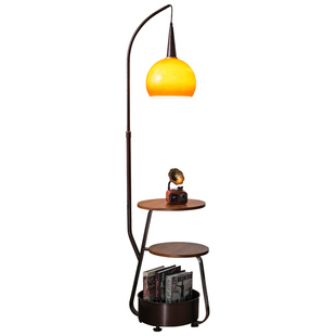 NEIWAI内外中古风实木落地灯客厅沙发旁置物架氛围灯立式床头灯具