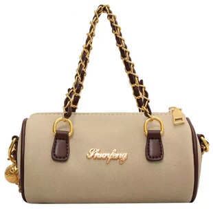 手提圆筒包包女夏2025新款磨砂腋下包高级质感小众设计链条斜挎包