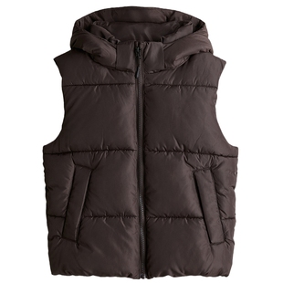 HM童装儿童男童马甲冬季立领连帽无袖户外棉背心1236682