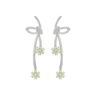 何方HEFANG蔷薇丝带耳环薄荷曼波优雅轻奢个性长款耳钉耳坠耳饰女