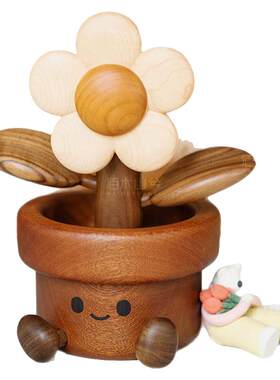 实木有钱花可爱摆件装饰家居创意治愈系送朋友儿童乔迁生日礼物