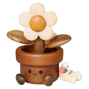 实木有钱花可爱摆件装饰家居创意治愈系送朋友儿童乔迁生日礼物