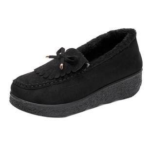 冬季老北京布鞋女加绒保暖妈妈棉鞋软底防滑工作鞋百搭厚底松糕鞋