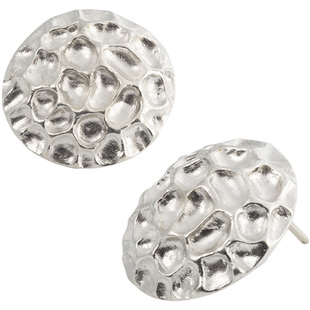 如此银作原创设计99足银圆形肌理月亮耳钉女大气个性时尚轻奢银饰