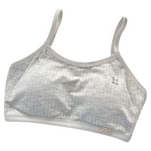 安心猫纯棉内衣女发育期显小胸吊带小背心学生抹胸固定杯少女文胸