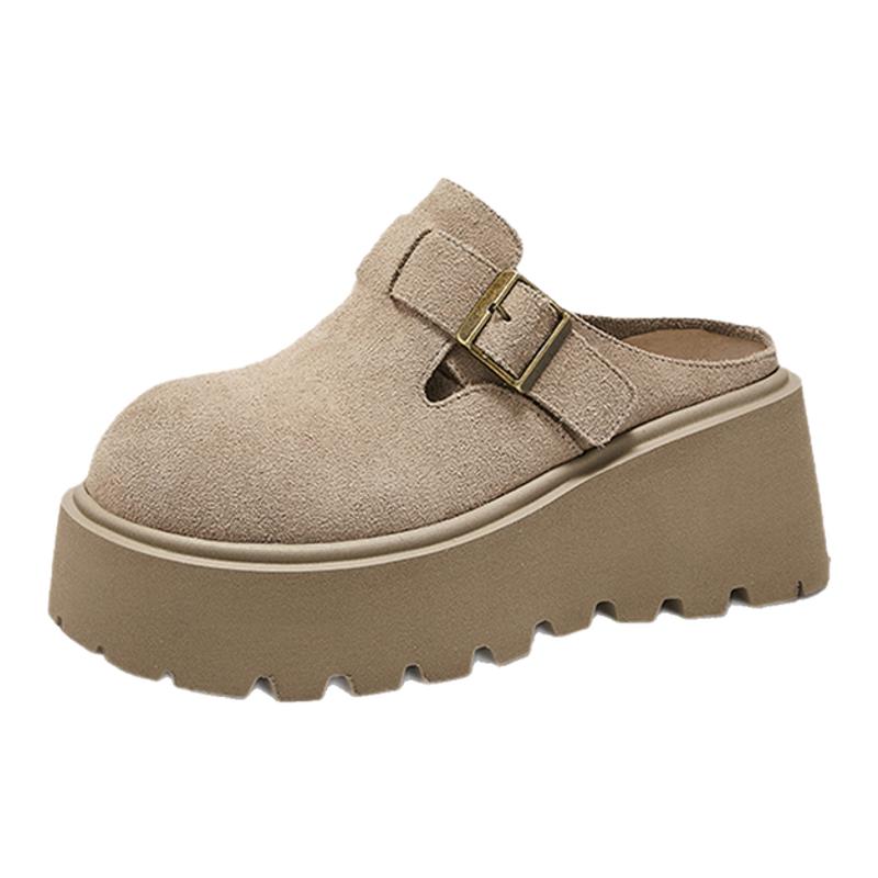 millies妙丽勃肯拖鞋女2025夏季外穿厚底真皮包头拖子复古穆勒鞋