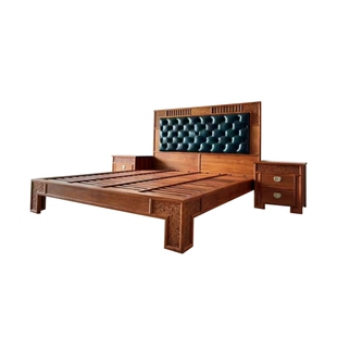 刺猬紫檀苏梨吉祥如意包皮大床新中式红木1.8米双人床花梨木婚床