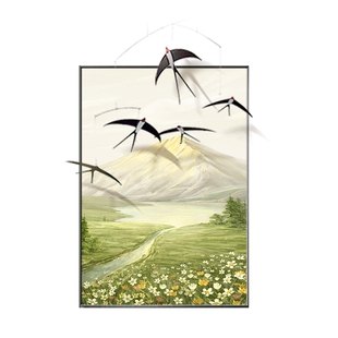 日照金山燕子挂饰组合装饰画客厅沙发背景墙2025新款入户玄关挂画