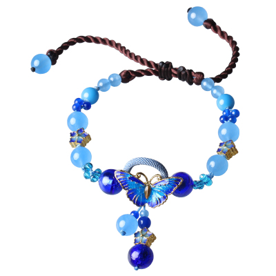 复古蝴蝶脚链手工编织女脚踝链